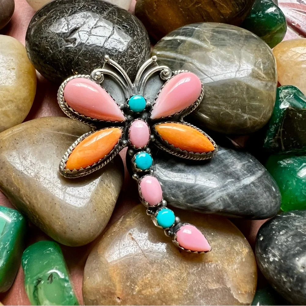 Multi Stone Sterling Silver Dragonfly Ring Size 8 - Picture 2 of 8